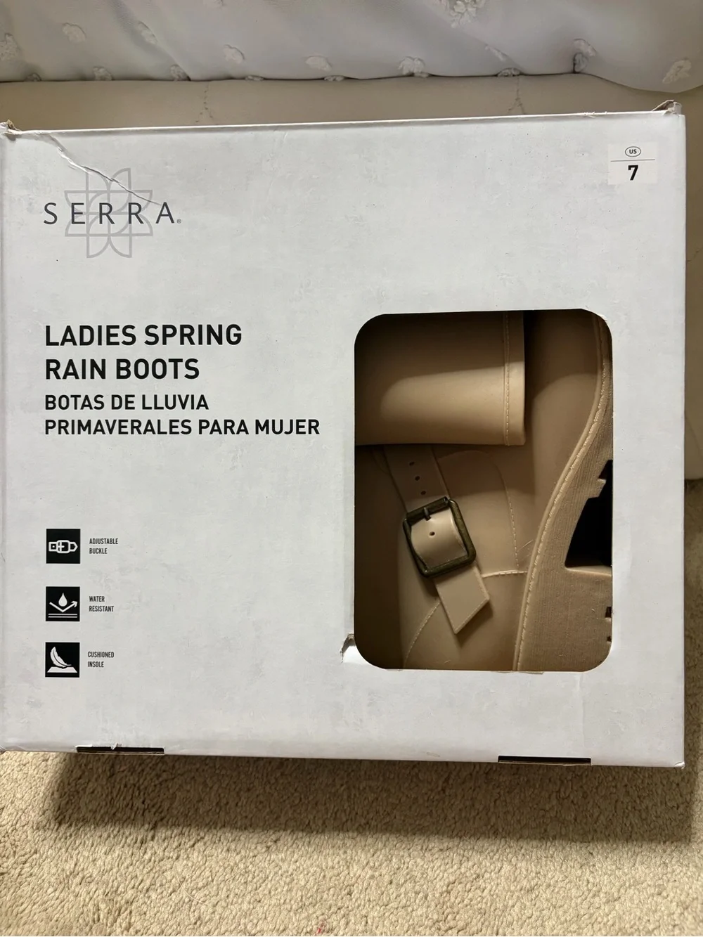 Serra Beige Women’s Winter & Rain Boots with Buckle